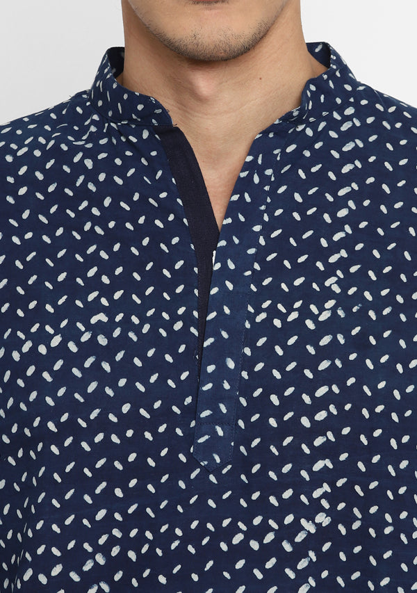 Indigo Ivory  Hand Block Printed Cotton Shirt and Pyjamas For Men - unidra.myshopify.com