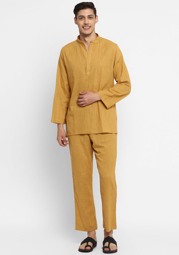 Mustard Cotton Shirt and Pyjamas For Men - unidra.myshopify.com