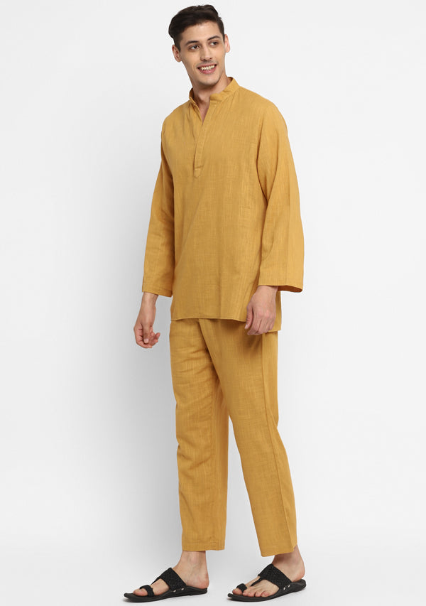 Mustard Cotton Shirt and Pyjamas For Men - unidra.myshopify.com