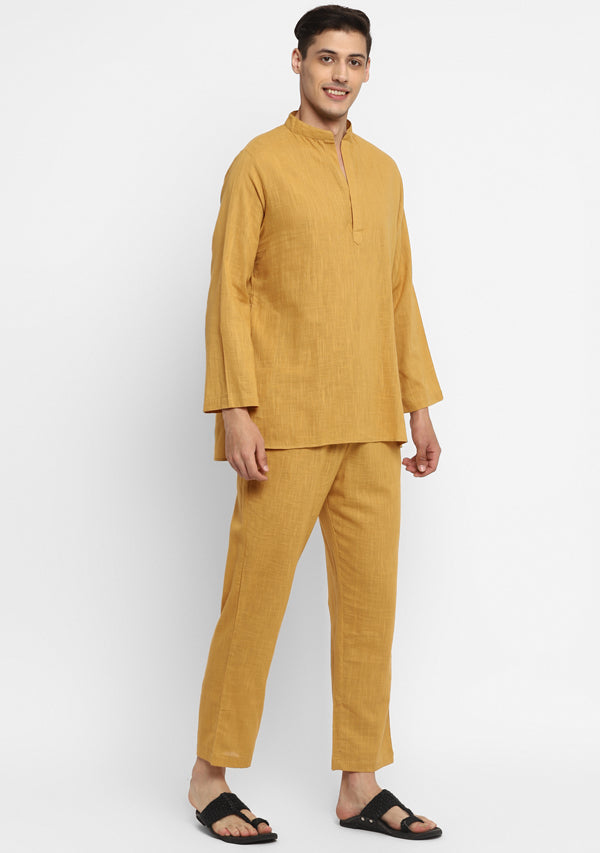 Mustard Cotton Shirt and Pyjamas For Men - unidra.myshopify.com