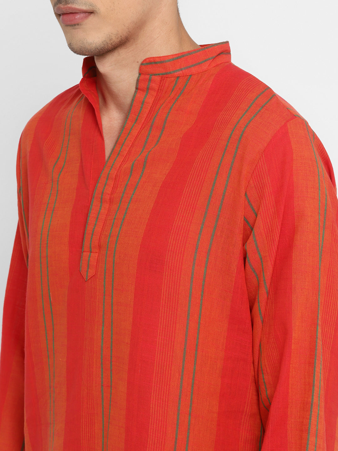 Orange Beige Hand Block Printed Cotton Shirt and Pyjamas For Men - unidra.myshopify.com
