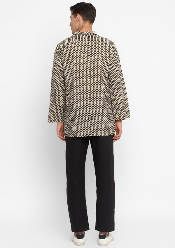 Black Ivory Hand Block Printed Cotton Shirt and Pyjamas For Men - unidra.myshopify.com