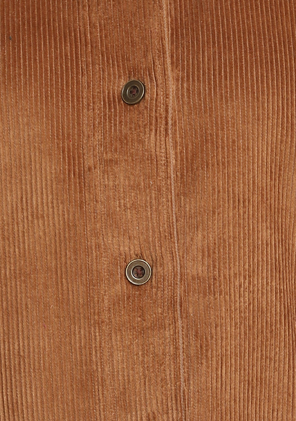 Corduroy Brown Collared  Co-ord Set