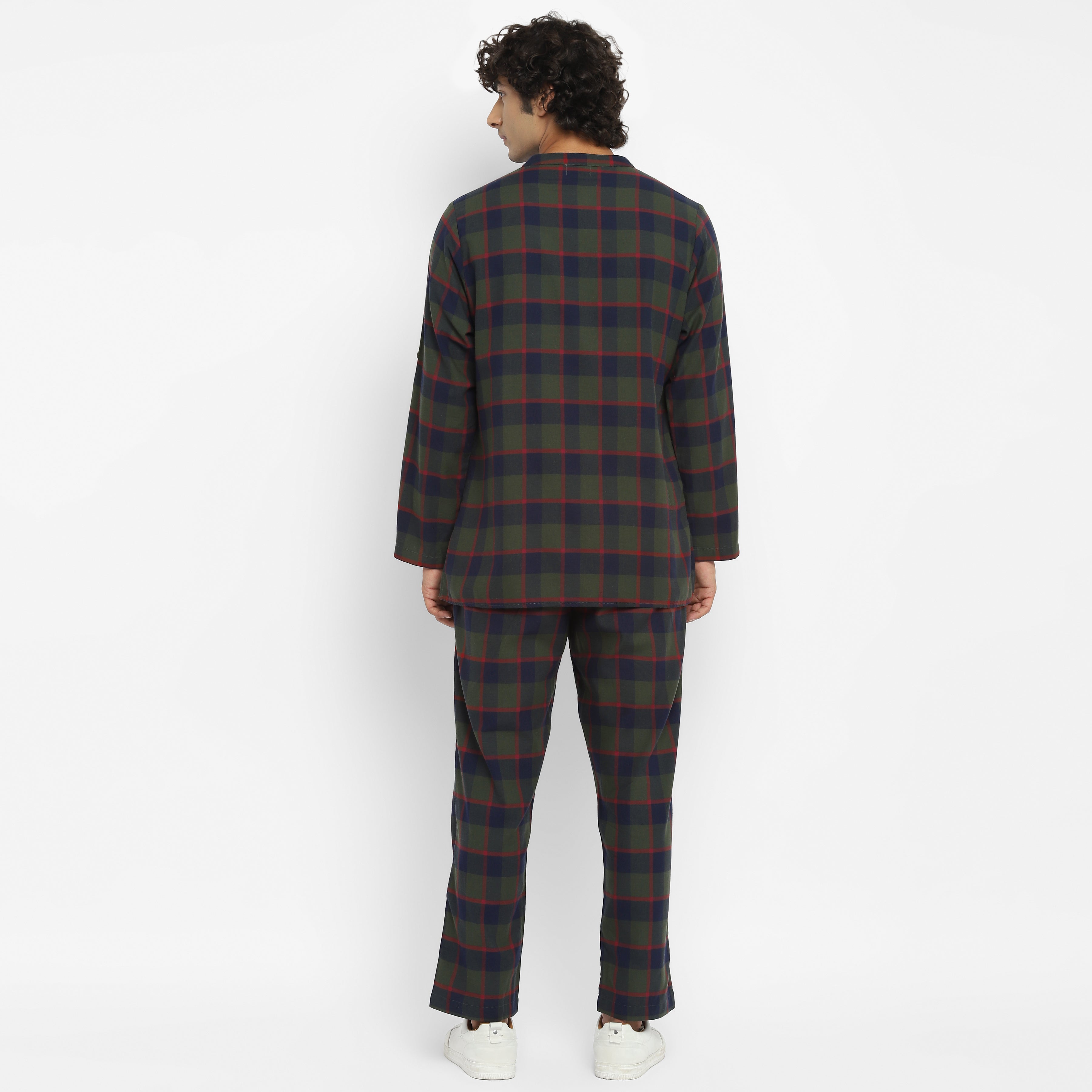 Flannel Green Red Check Shirt and Pyjamas For Men