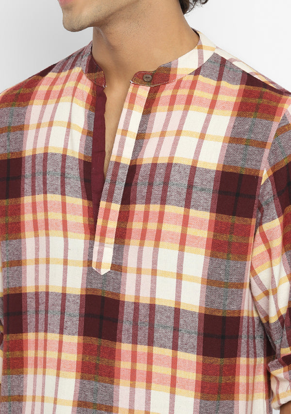 Flannel Rust Orange Checked  Shirt and Pyjamas For Men