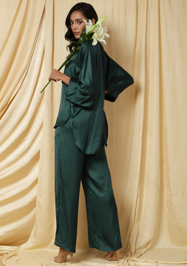 Embrace Teal Green Modal Collared Co-ord Set/Hang Out