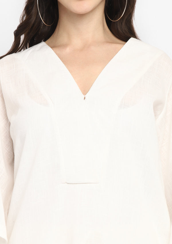 White Cotton Co-ord Set paired with Pants
