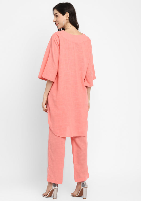 Peach Cotton Co-ord Set