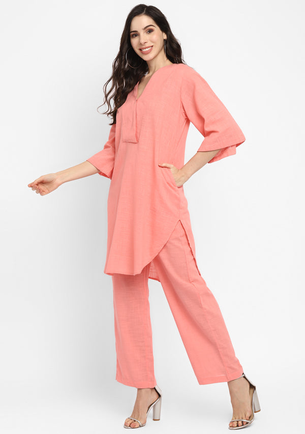 Peach Cotton Co-ord Set