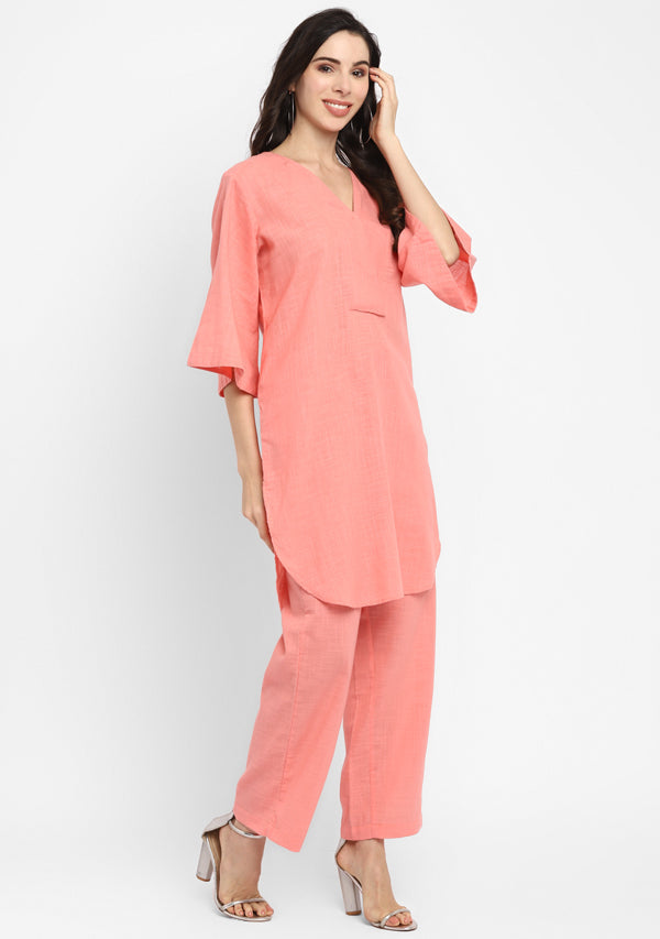 Peach Cotton Co-ord Set