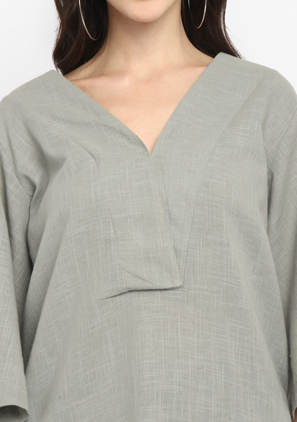 Grey Cotton Co-ord Set paired with Pants