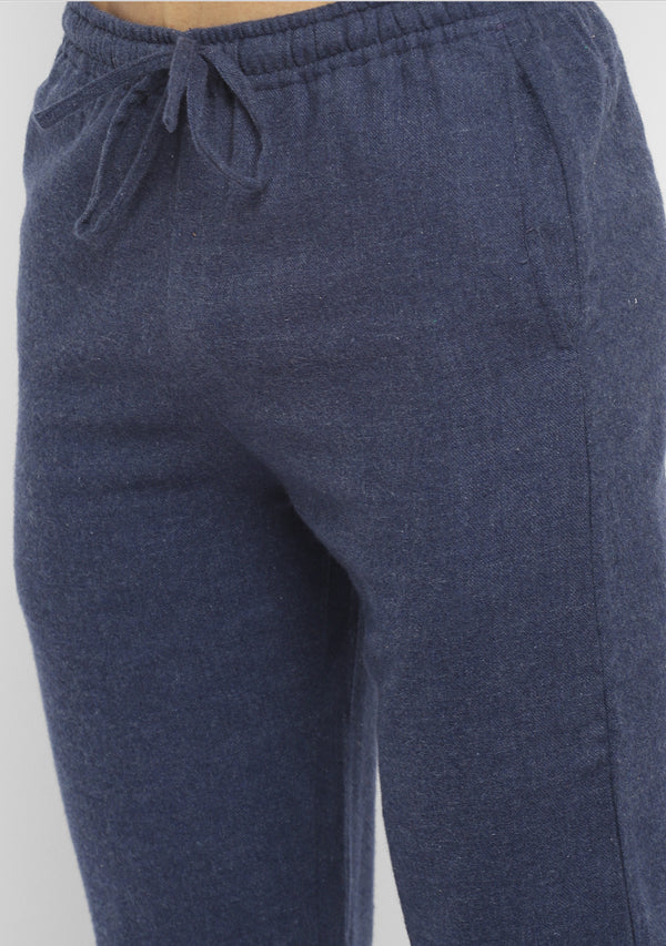 Flannel Blue Grey Striped Shirt and Cotton Pyjamas For Men