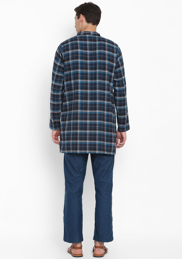 Flannel  Navy Blue  Check Shirt and Pyjamas For Men - unidra.myshopify.com