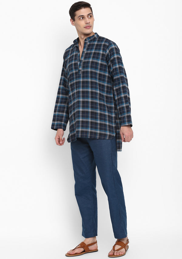 Flannel  Navy Blue  Check Shirt and Pyjamas For Men - unidra.myshopify.com