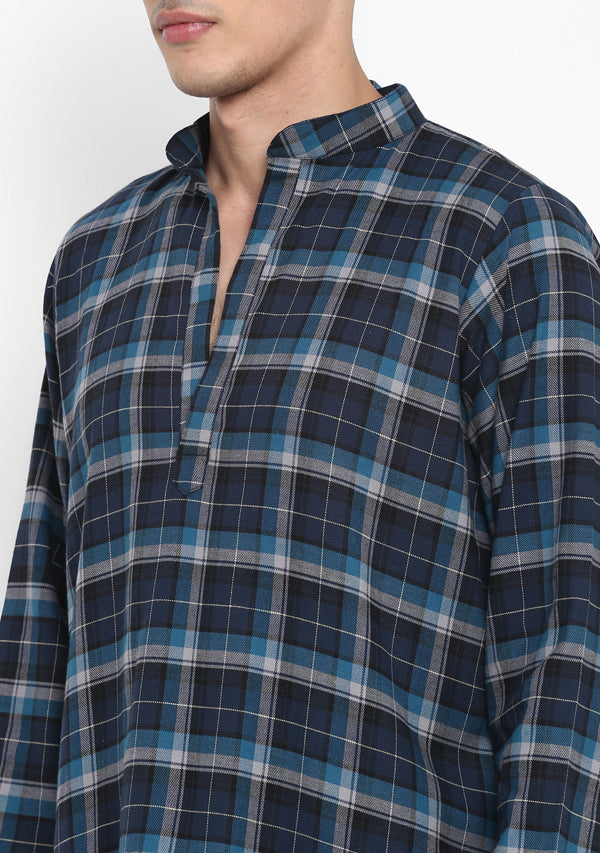 Flannel  Navy Blue  Check Shirt and Pyjamas For Men - unidra.myshopify.com