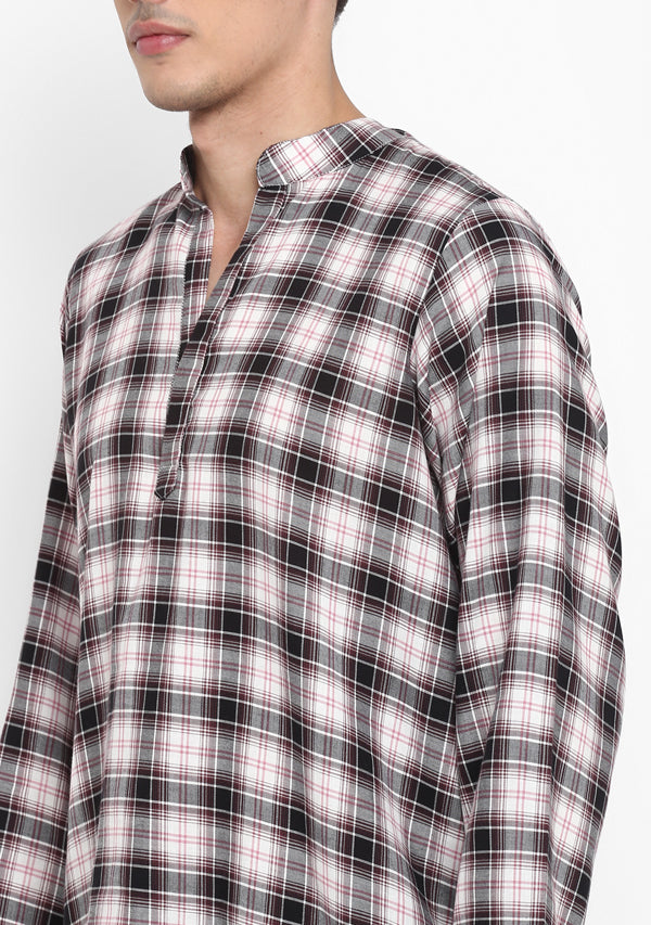 Flannel Ivory Grey Check Shirt with Pyjamas For Men - unidra.myshopify.com