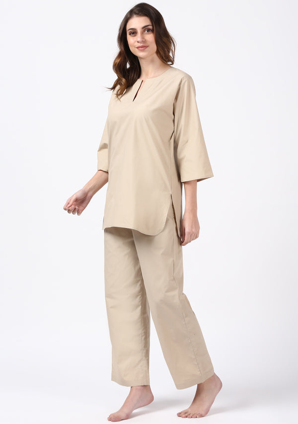Beige Cotton Night Suit - unidra.myshopify.com