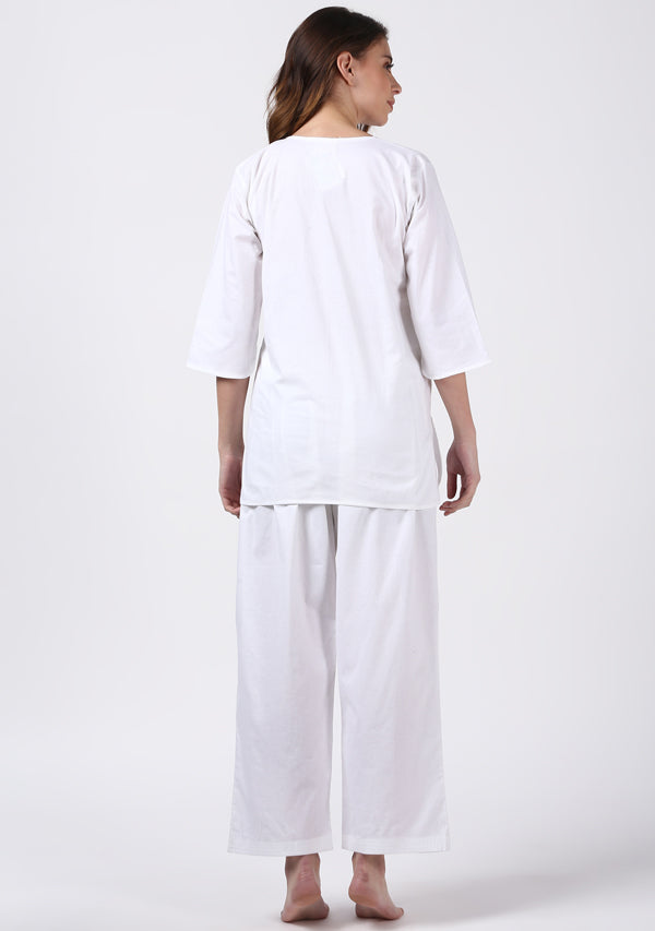 White Cotton Night Suit - unidra.myshopify.com