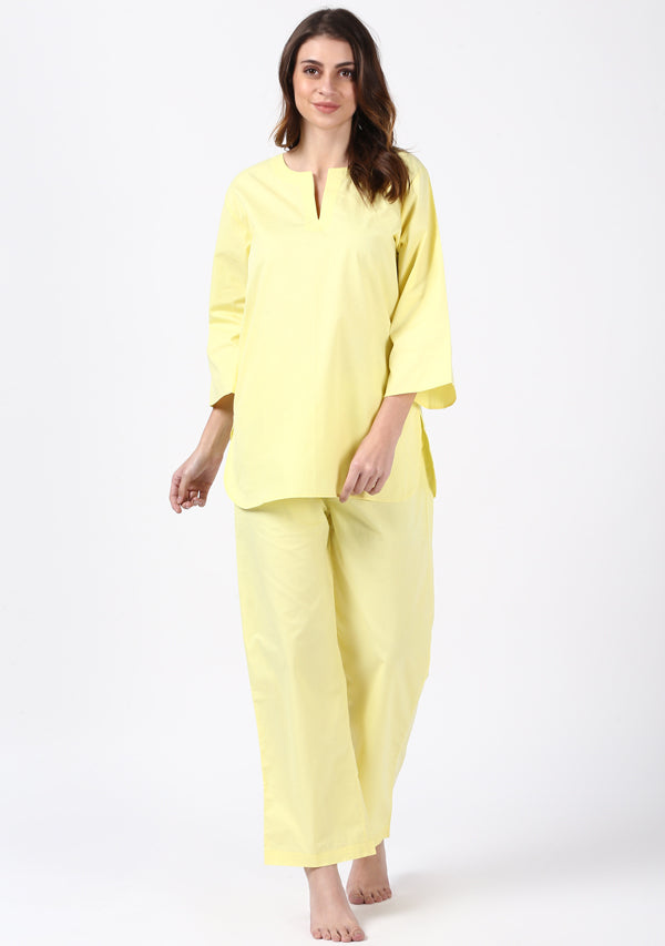 Soft Yellow Cotton Night Suit - unidra.myshopify.com