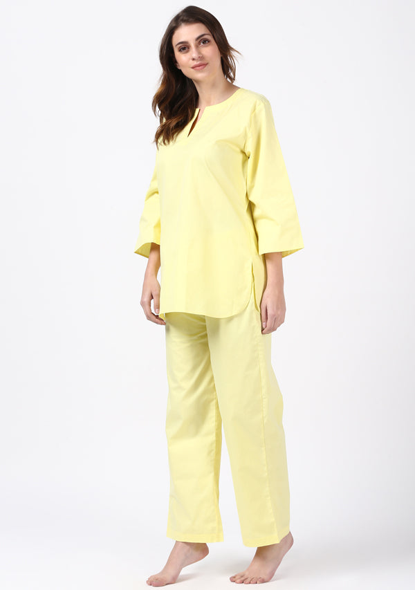Soft Yellow Cotton Night Suit - unidra.myshopify.com