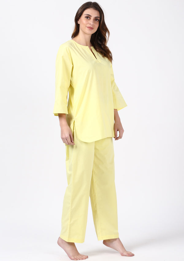 Soft Yellow Cotton Night Suit - unidra.myshopify.com
