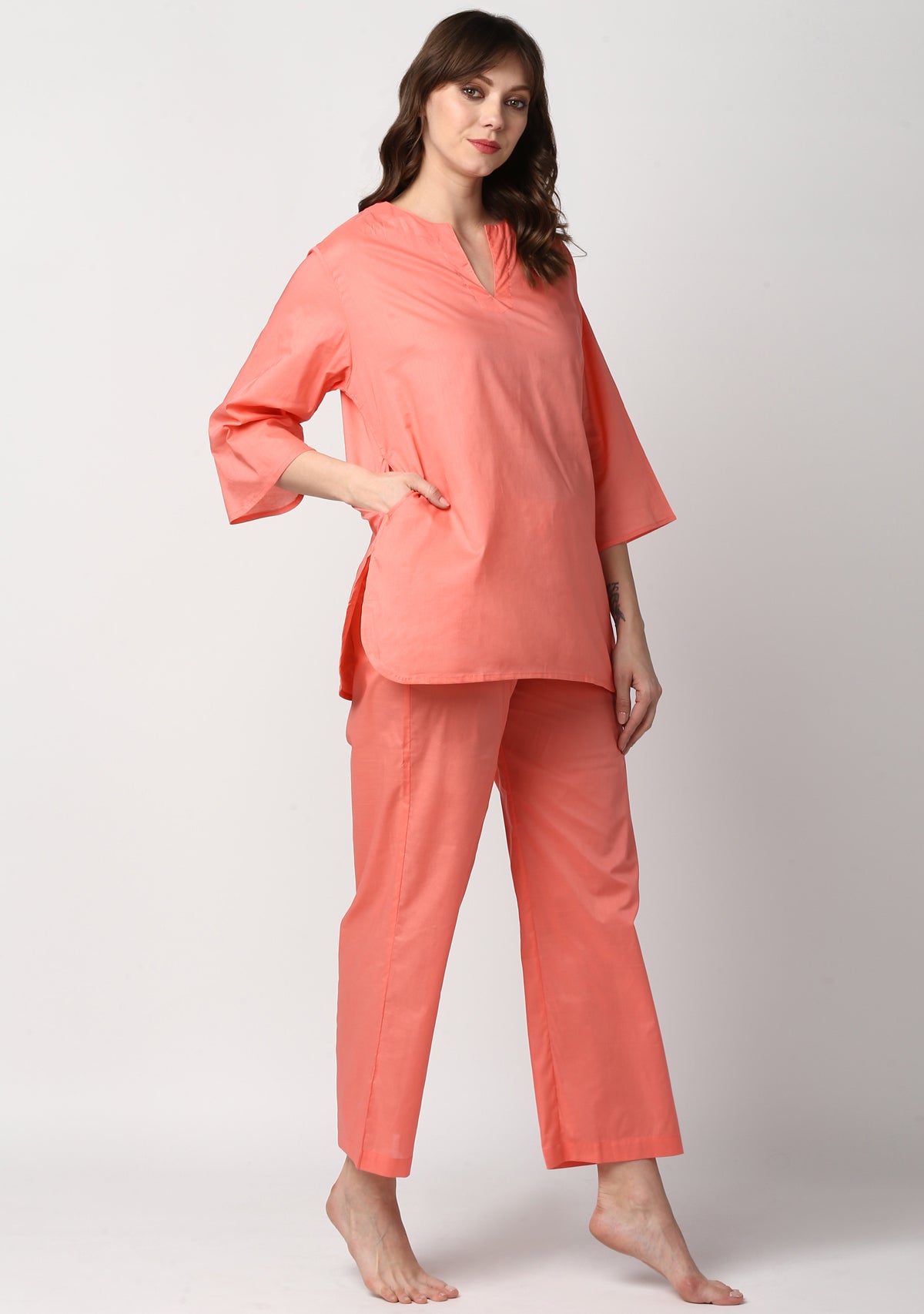 Peach Cotton Night Suit - unidra.myshopify.com