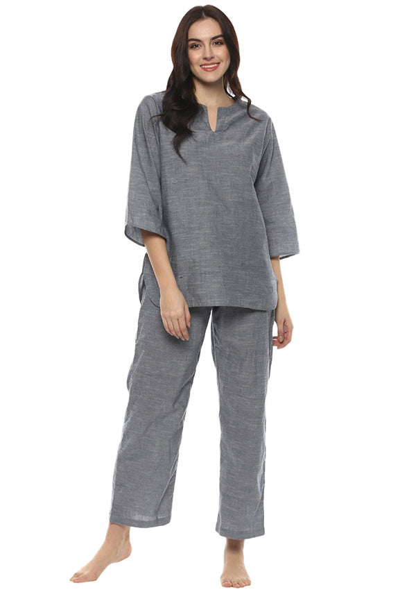 Grey Cotton Night Suit - unidra.myshopify.com