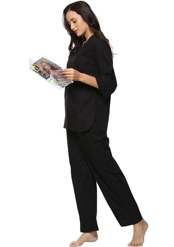 Black Cotton Night Suit - unidra.myshopify.com