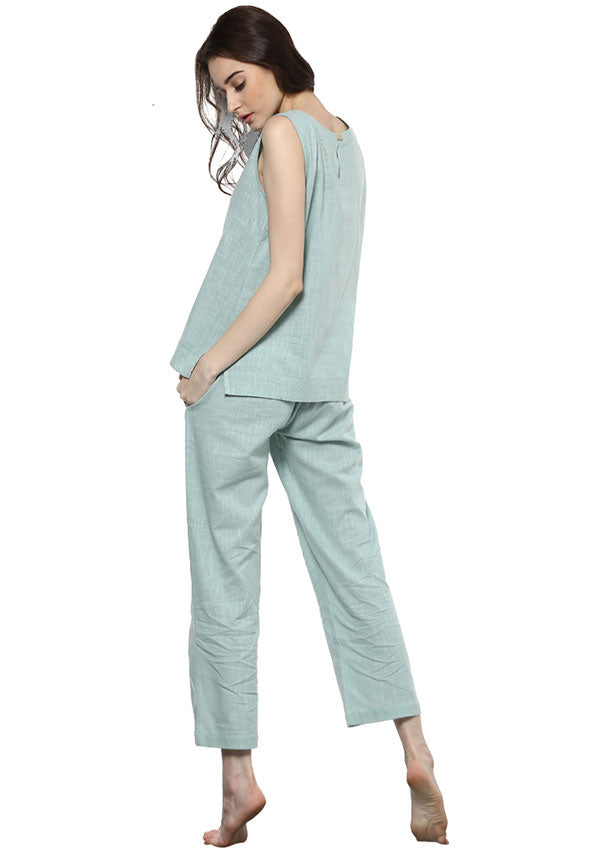 Aqua Sleeveless Cotton Yoga Wear - unidra.myshopify.com