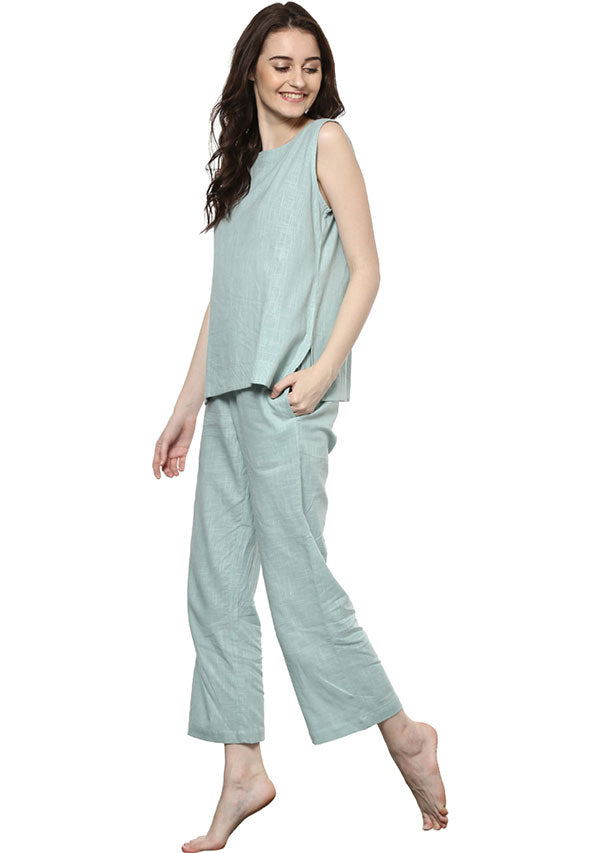 Aqua Sleeveless Cotton Yoga Wear - unidra.myshopify.com