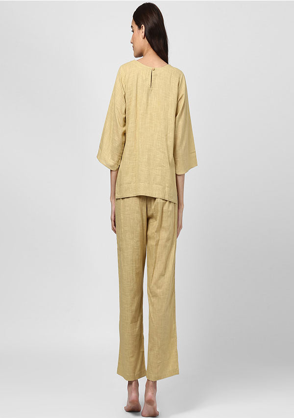 Beige Cotton Yoga Wear With Sleeves - unidra.myshopify.com