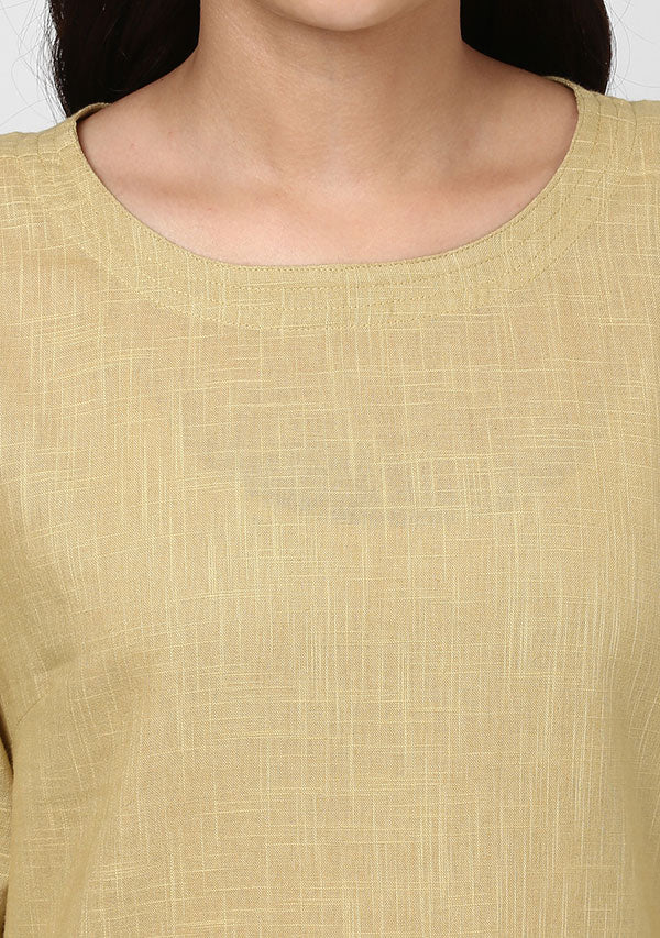 Beige Cotton Yoga Wear With Sleeves - unidra.myshopify.com