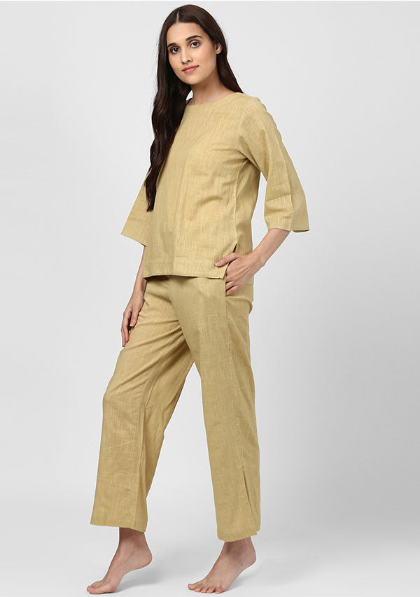 Beige Cotton Yoga Wear With Sleeves - unidra.myshopify.com