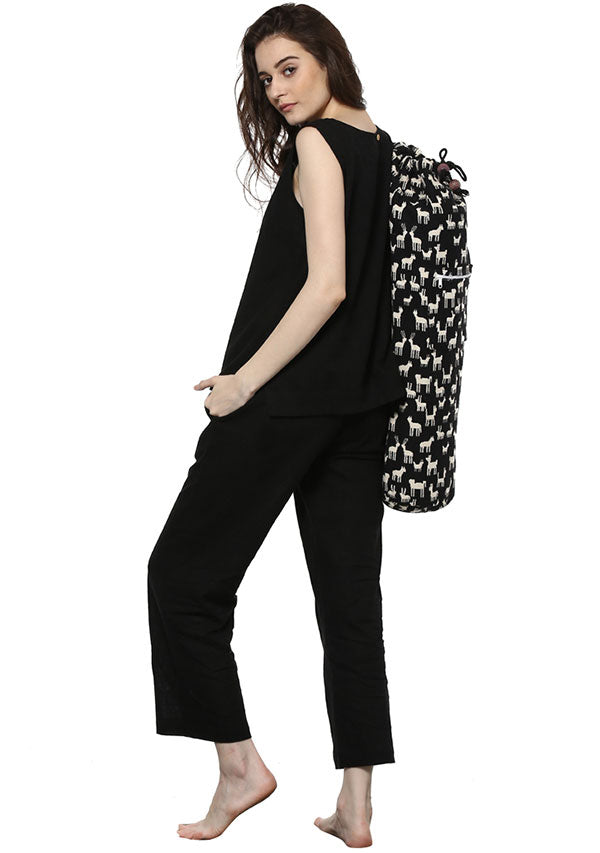 Black Sleeveless Cotton Yoga Wear - unidra.myshopify.com