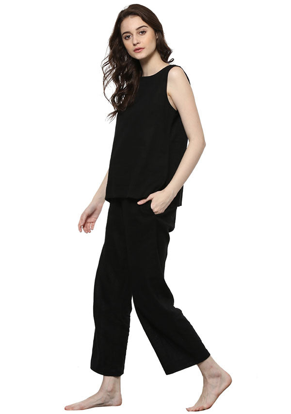 Black Sleeveless Cotton Yoga Wear - unidra.myshopify.com