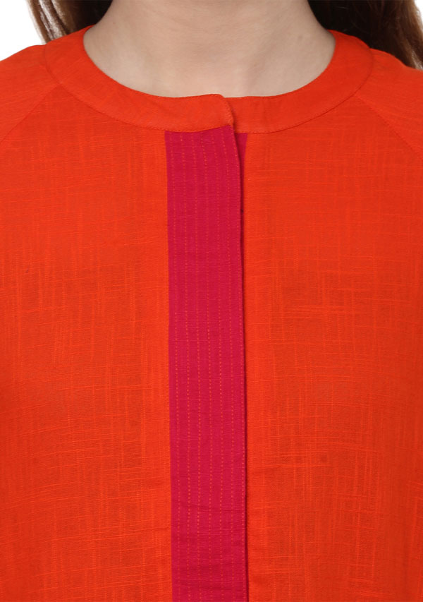 Orange Fuchsia Bell Sleeves Cotton Night DressLong Sleeves and Zip Detail - unidra.myshopify.com